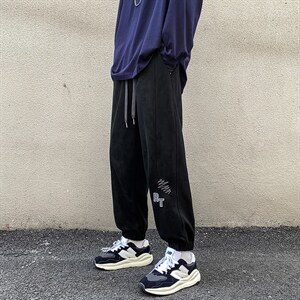 2024秋冬新款 港风 字母刺绣宽松束脚休闲裤运动裤K238-P60图片