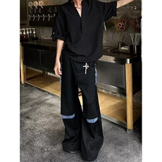 流行无品牌新款ins条纹弯刀西裤宽松阔腿潮流原宿百搭K72，男装西裤，星座1116A（原606A-3）