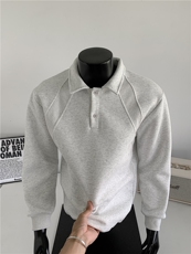 WY803-尺码M-3XL-P38-美式解构拼接POLO领卫衣宽松休闲情侣上衣，男装Polo衫，星座1811B