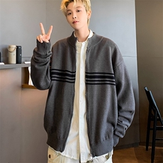 慵懒百搭长袖毛衣秋冬小众宽松双向拉链开衫高领感针织衫2810P49，男装针织衫/毛衣，星座410-2