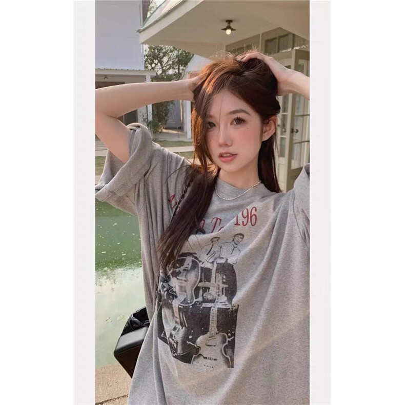 夏季美式潮牌复古宽松休闲BF风重磅纯棉短袖T恤男女情侣款上衣,男装T恤,四季星座505
