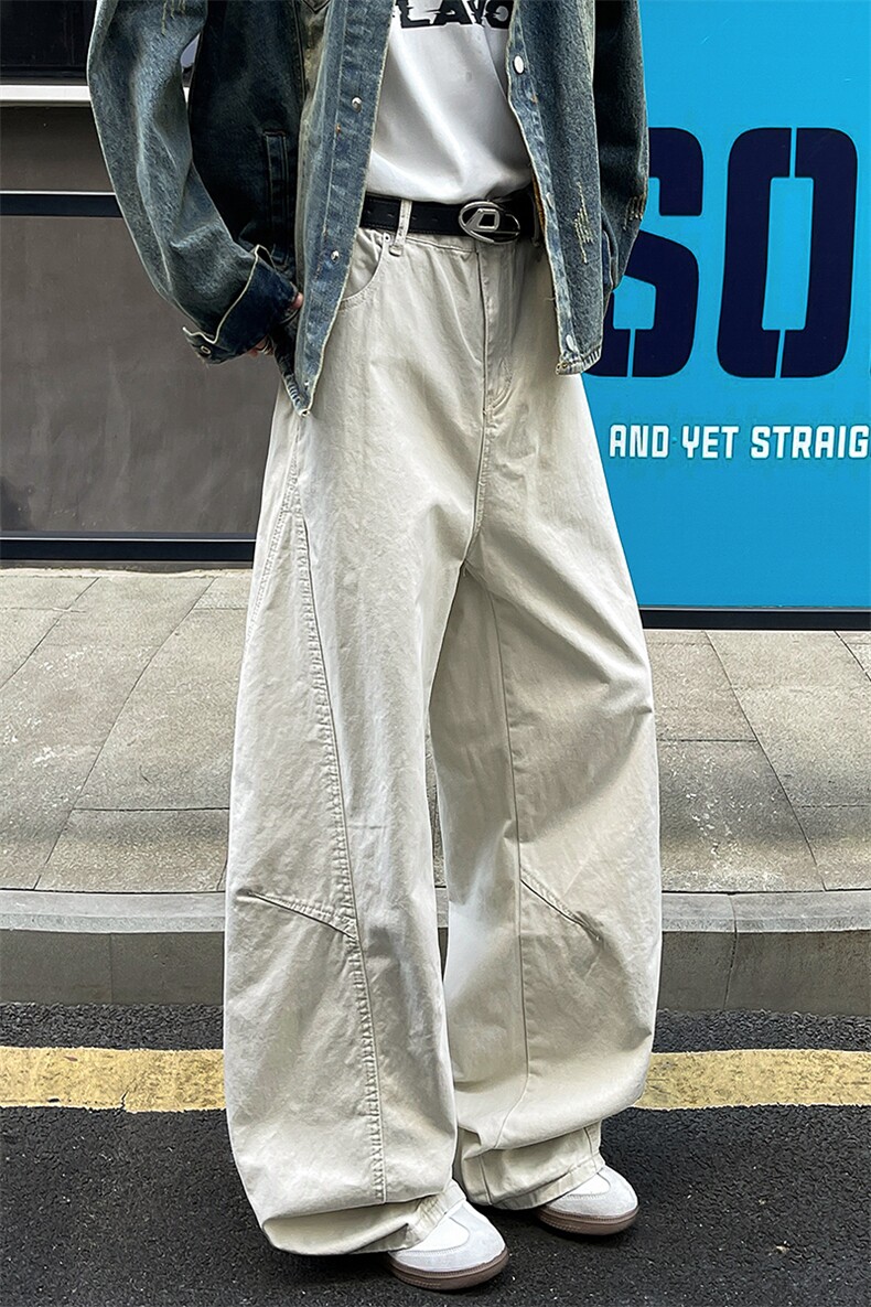 8XL-M工装裤男秋季日系男直筒宽松阔腿休闲弯刀裤子男K9177P65,男装工装外套,电商D206-1