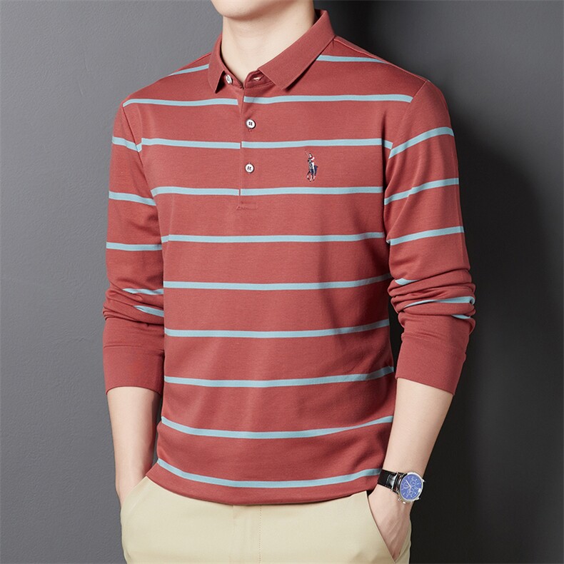 DD-A509男士2023年春季新款长袖体恤青年翻领POLO衫套头t恤P66图片