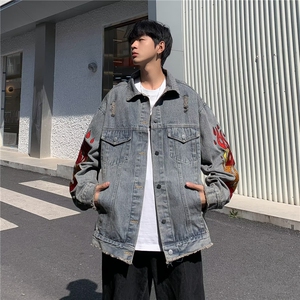 春秋牛仔外套男潮夹克褂子韩版宽松欧美街头复古上衣HH3322 P53图片