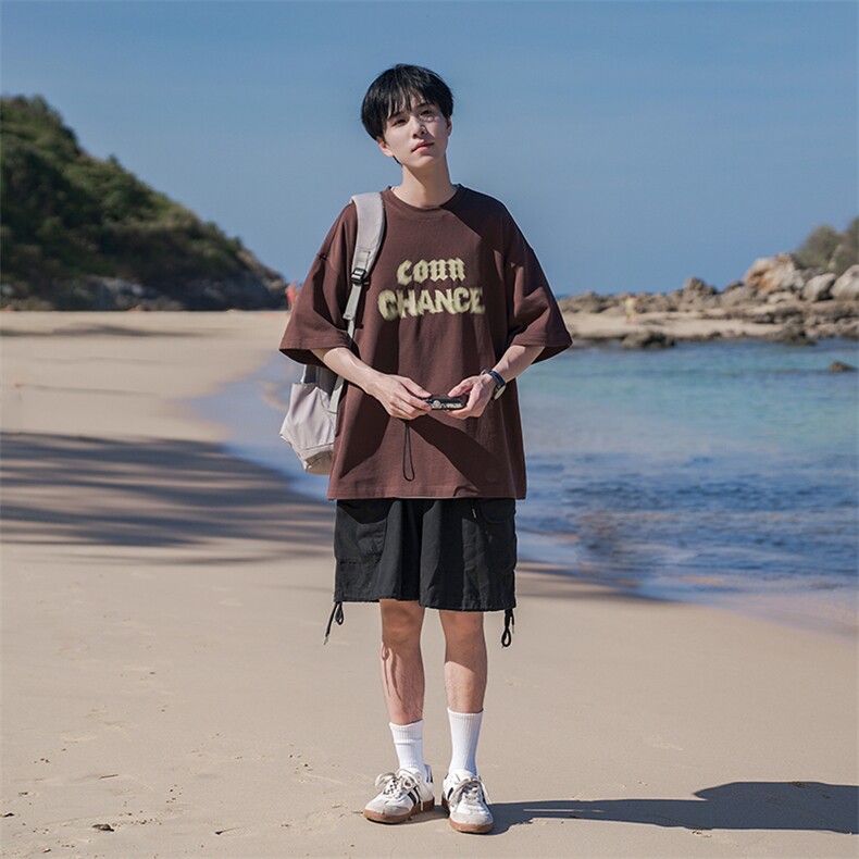 夏季欧美嘻哈宽松情侣休闲半袖眩晕T恤B225-T9393-P42-X55-现货,男装T恤,电商B225