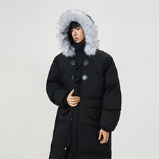 现货中长款棉衣男冬季加厚棉袄宽松连帽毛领棉服外套M107-P120，男装棉衣，星座308B-2