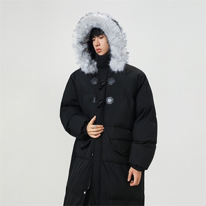 现货 中长款棉衣男冬季加厚棉袄宽松连帽毛领棉服外套M107-P120图片
