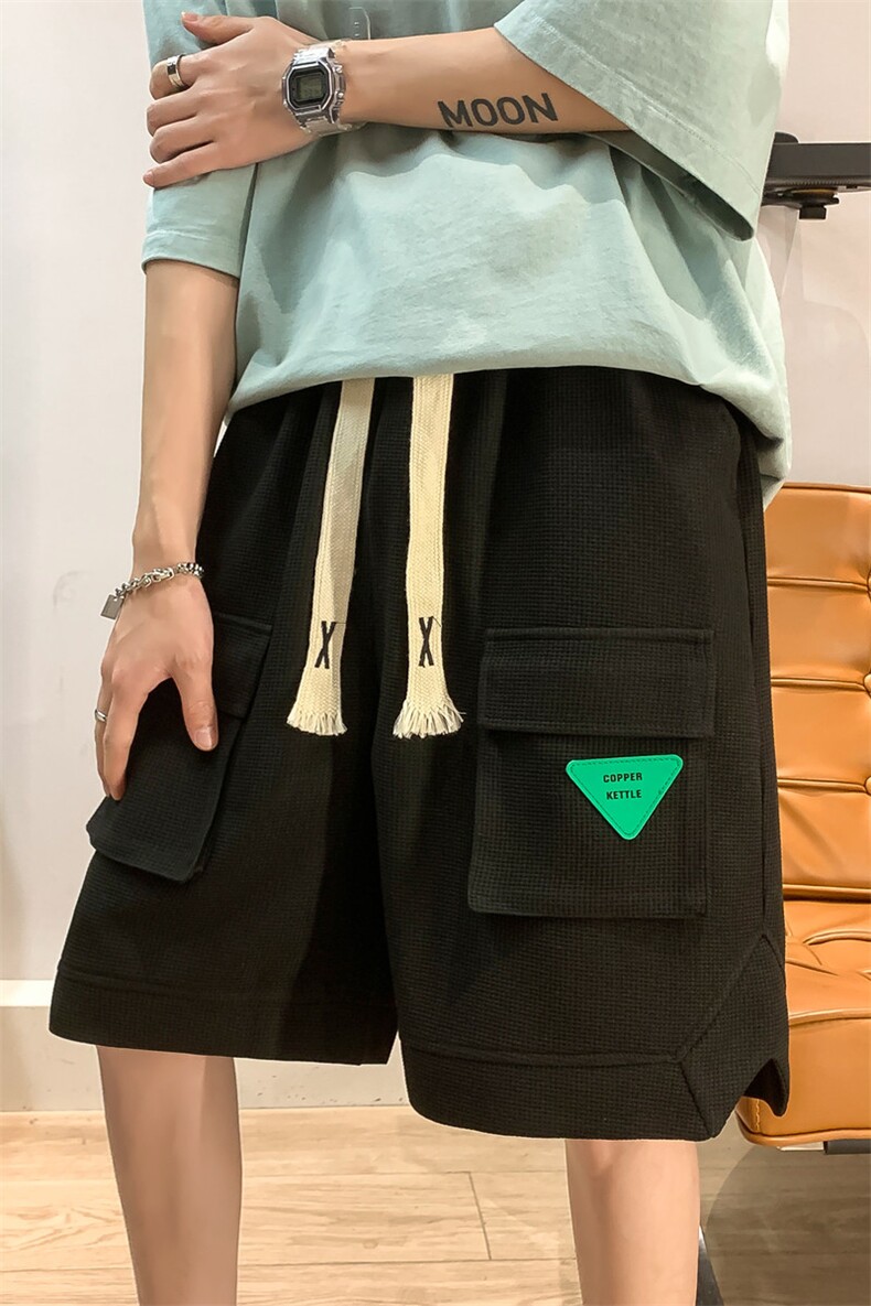 K6070/P35夏季新款立体多口袋工装松紧系绳短裤男大码中裤男裤子,男装牛仔裤,电商A141