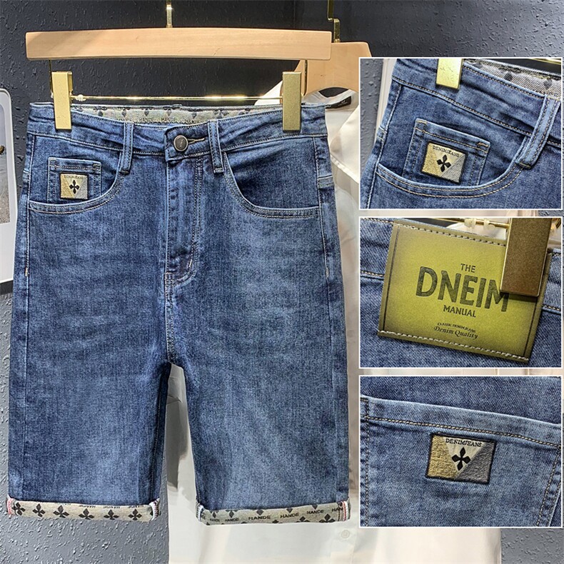 抖音直播夏季牛仔短裤男高端刺绣弹力YKK拉链休闲五分裤DK871-P60图片
