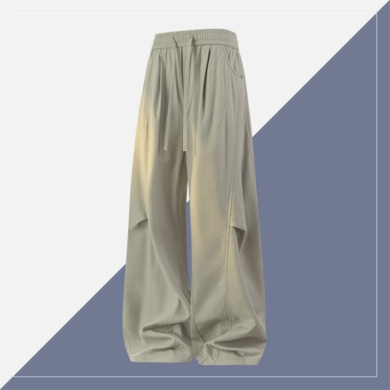 高品质鱼骨纹休闲亚麻棉裤新款宽松直筒裤A436-26011-P5085,男装棉裤,电商A436