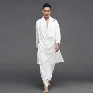 棉麻打坐居士汉服宽松长款披风衣民族套装瑜伽服Q9220-P190图片