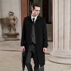 2025年秋季新款百搭男士翻领长坤款大衣，男装毛呢大衣，牧绒家园高端店