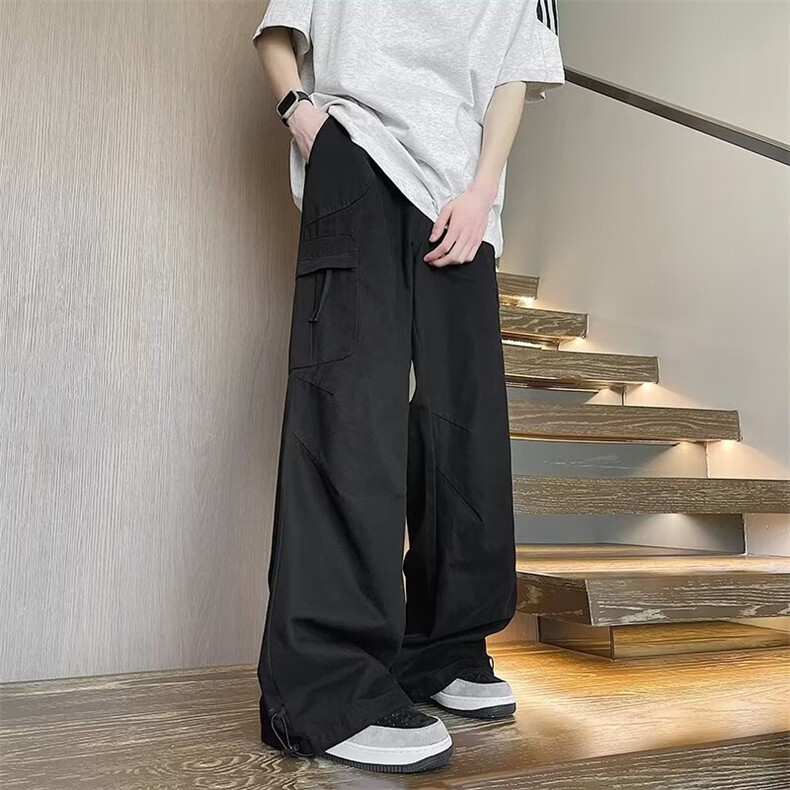 纯棉工装裤男女百搭直筒阔腿休闲裤子潮牌设计感小众百搭长裤,男装休闲裤,星座410-7