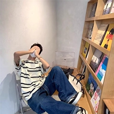 【档口现货】DA162-P40高质量条纹圆领纯棉短袖男宽松百搭半袖t恤，男装T恤，星座603-2