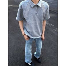 灰色液氨棉拼接polo衫短袖男款夏季翻领t恤cleanfit半袖TR33-P38，男装T恤，星座1001-1