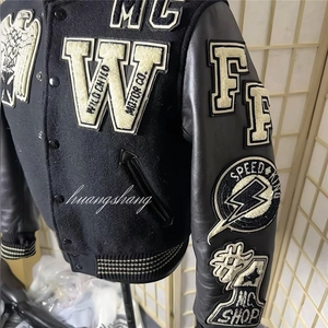 高街潮牌自主夹棉加厚东洋黑骷髅棒球服棉服vibe风外套夹克男短款图片