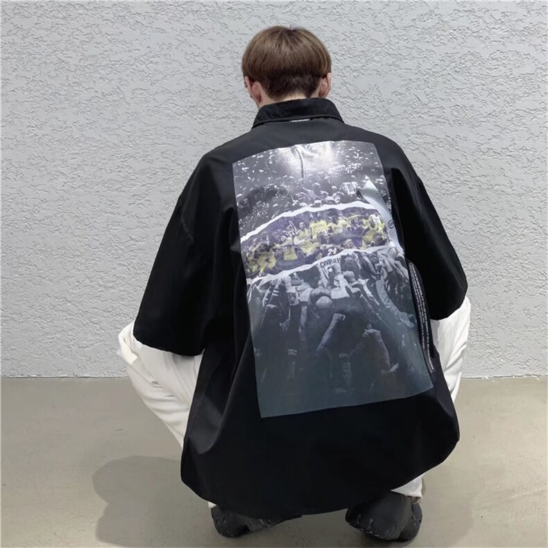 短袖衬衫春款男港风潮流弹力C0603P32,男装衬衫,星座1116-2