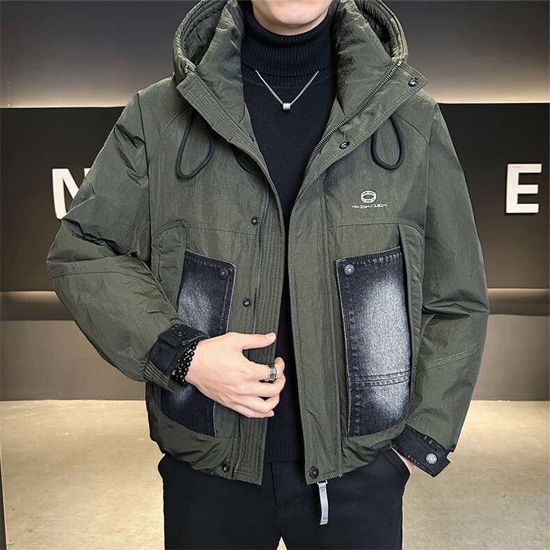 标50白鸭绒高端水洗牛仔拼接宽松羽绒服飞行员B317-2222-P325,男装羽绒服,电商B317