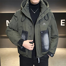 标50白鸭绒高端水洗牛仔拼接宽松羽绒服飞行员B317-2222-P325，男装羽绒服，电商B317
