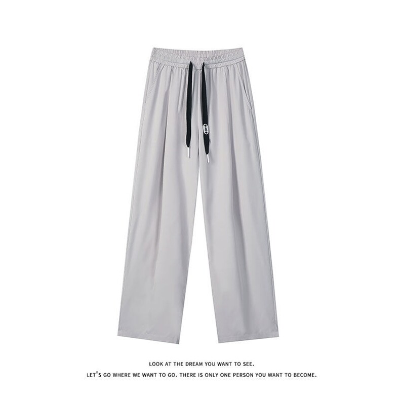 夏季大码抽绳松紧腰带褶冰丝防蚊直筒休闲长裤K8498-P25【特价】,男装休闲裤,电商A007