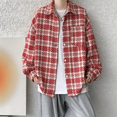 8XL-M特大码高级感千鸟格闲大码情侣复古翻领夹克外套JK1303P65，男装夹克，电商D206-1