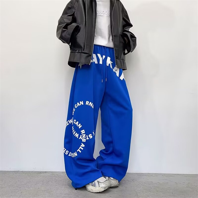 YC0781-P48运动印花裤男秋季新款宽松大码直筒裤子潮流休闲长裤,男装休闲裤,电商C233