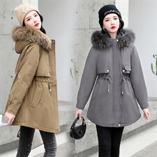 派克服女中长款冬装2024年新款时尚洋气妈妈冬季加厚棉衣棉袄外套，女装棉衣/棉服，一安秀