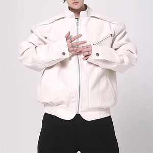 秋季新款男士机车皮衣潮流修身帅气复古翻领PU皮夹克韩版外套图片
