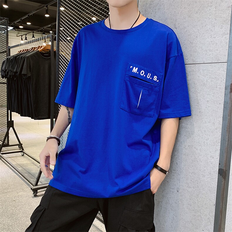 有报告字母刺绣上衣男士短袖T恤纯棉夏季打底衫DS432T,男装T恤,电商A102