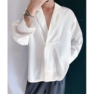 禁欲系衬衫纯色长袖西装男白色西服外套男女垂感免烫 XC330图片