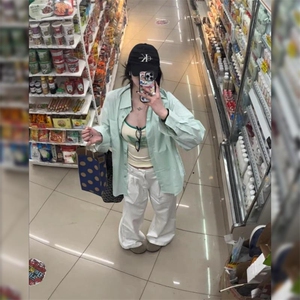 TC644-P45纯棉正肩衬衫2026新款宽松百搭显瘦衬衣长袖,5740新百伦穿搭男夏季图片