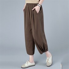 2021年夏季新款潮韩版松紧腰纯棉哈喽裤子女洋气减龄九分裤子，女装休闲裤，简韵佳