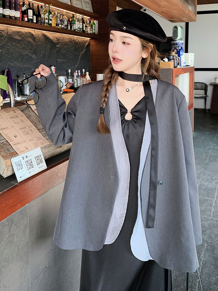高级感叠穿西装套装裙女2025春季新款优雅气质吊带连衣裙三件套潮,女装套装/套裙,浙宝305