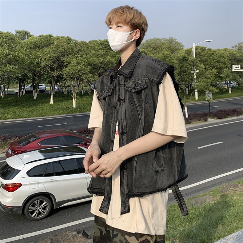高街牛仔马甲男韩版潮流帅气2024夏季新款ins宽松外套W4889-P55,男装背心/马甲,星座412-3