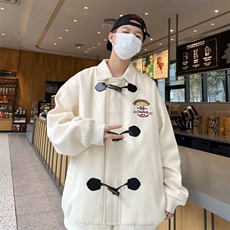 牛角扣刺绣棒球服外套男秋冬美式复古学院风夹克棉服男，男装夹克，星座716-4