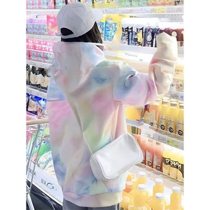 春秋季街头男女新款宽松外套上衣连帽扎染印花休闲卫衣WB419-P51图片
