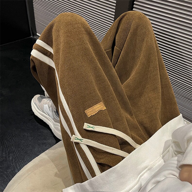 23秋冬休闲裤男女宽松织带坠感kk338p55加绒60,男装休闲裤,星座712