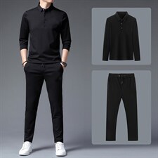 中年休闲运动套装男秋季爸爸装翻领套头卫衣中老年人运动服潮，男装休闲套装，电商B212（原钱塘6029）