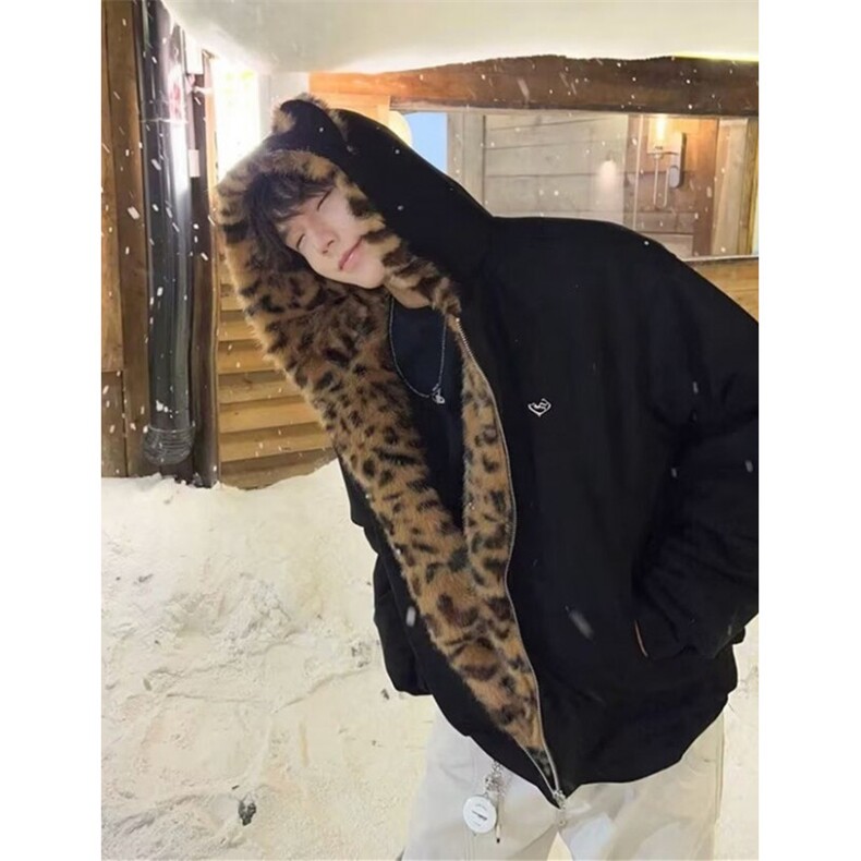 豹纹保暖棉衣外套男女秋冬新款韩版慵懒风宽松小众开衫MS578,男装棉衣,星座1116A（原606A-3）
