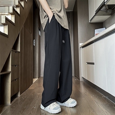 春夏宽松速干阔腿垂感显瘦男女青少年潮牌薄款松紧腰百搭冰丝裤子，男装休闲裤，星座505-2（原电商A260-1)
