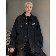 现货潮流牛仔外套男宽松上衣翻领潮牌工装夹克JK112-P68，男装工装外套，电商C307A