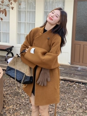 美拉德收腰气质呢子外套女2025年秋冬季新款百搭显瘦双面羊毛大衣，女装双面呢大衣，蝶眷