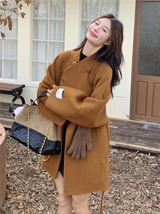 美拉德收腰气质呢子外套女2025年秋冬季新款百搭显瘦双面羊毛大衣图片