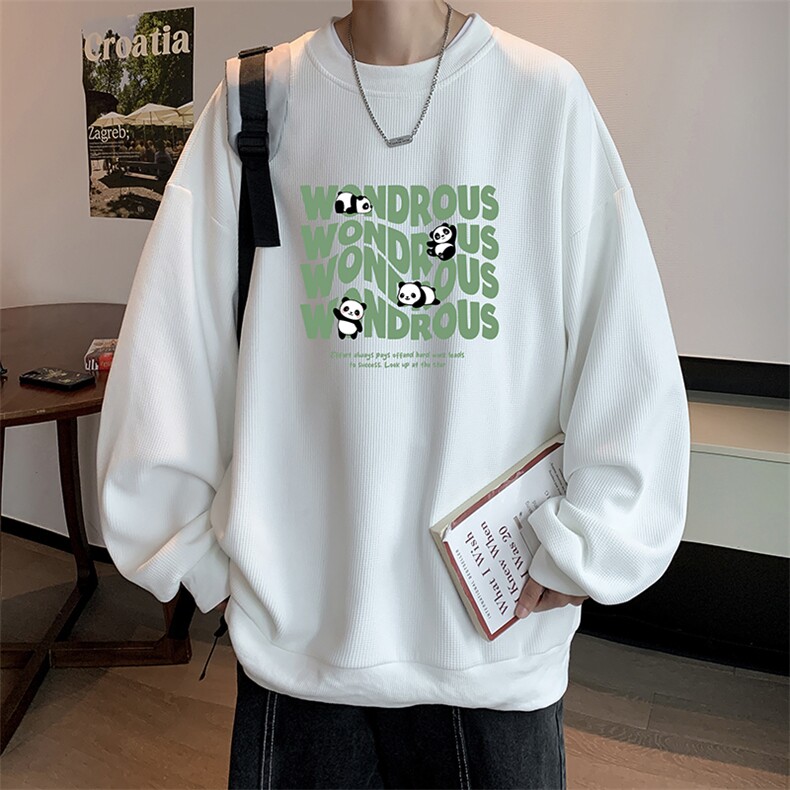 5XL华夫格卫衣男大码胖子圆领长袖t恤HW76376-P30加绒款-P40,男装卫衣,电商A040