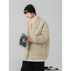 日系棒球领棉服男2025秋冬新款宽松菱格棉衣外套JA5045-P115控198，男装棉衣，电商A362