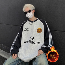 抖音得物供货提供视频秋冬重磅美式宽松织带圆领卫衣0783，男装卫衣，电商A486