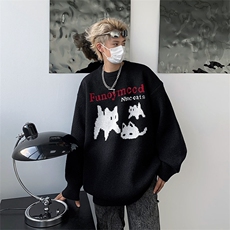 男生毛衣慵懒风oversize情侣穿搭秋冬圆领针织衫外套青年9184-p48，男装针织衫/毛衣，星座1008-1