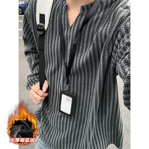 450g重磅雪尼尔鱼骨纹加绒舒适银狐绒T恤男T24536J加绒-特P30控58图片
