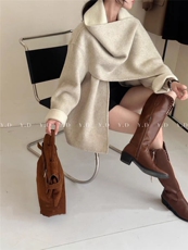 25冬季中长款围巾披肩高级感宽松显瘦慵懒羊毛外套（含，女装双面呢大衣，依嘟服饰