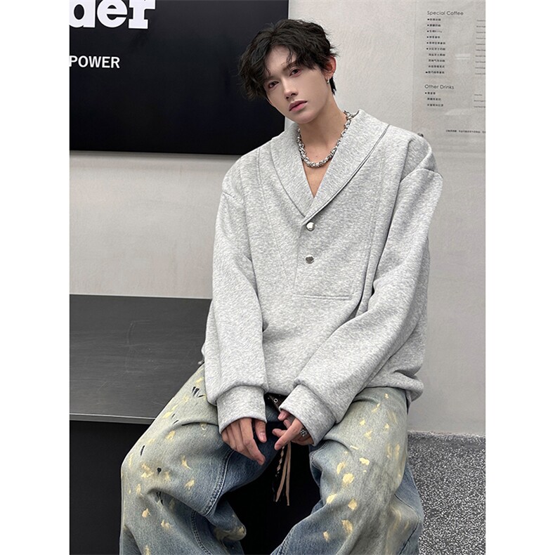 男女同款时尚潮流港风上衣潮搭个性设计感休闲卫衣HY723TP45控78,男装卫衣,电商A102B